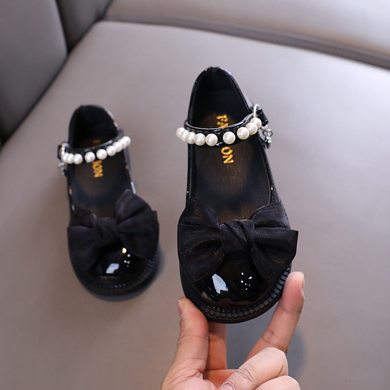 Girls New Cute Pearl Princess Leather Shoes