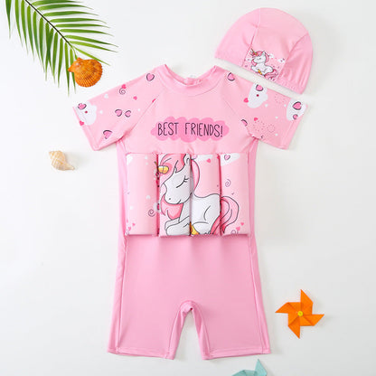 Children's Short-sleeved Buoyancy Onesie Swimsuit