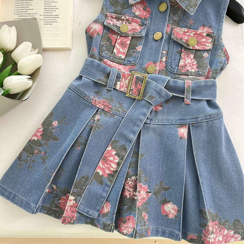Girls Summer Floral Dress Girls Vacation Dress