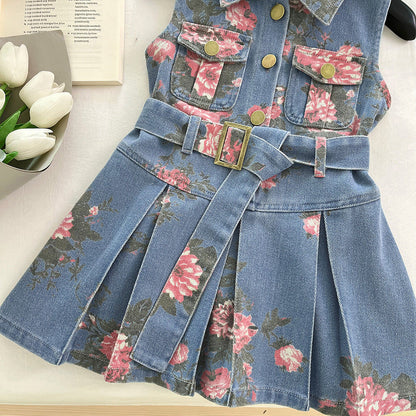 Girls Summer Floral Dress Girls Vacation Dress