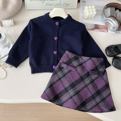 Girls Fall School Plaid Outfit Girls School Daily Outfit