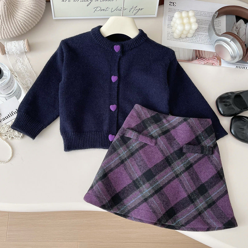 Girls Fall School Plaid Outfit Girls School Daily Outfit