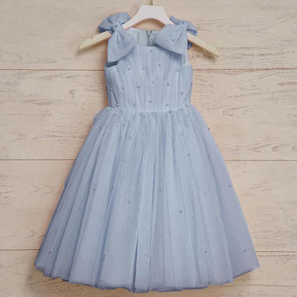 Baby Girl  Beauty Pageant Bead Mesh Dress Toddler Birthday First Communion Princess Dress