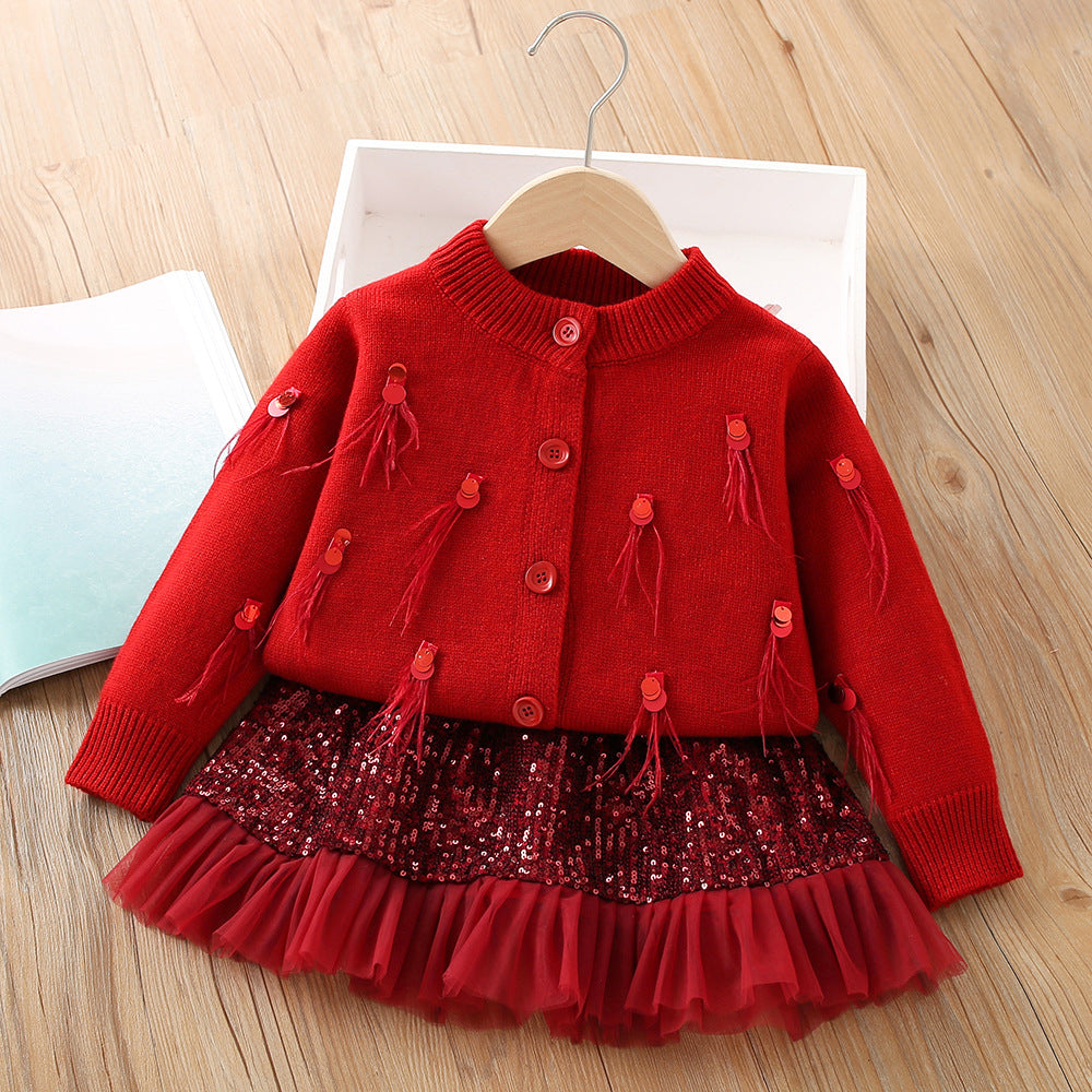Girls Fall School Outfit Girls Elegant Comfortable Outfit Two-piece Set