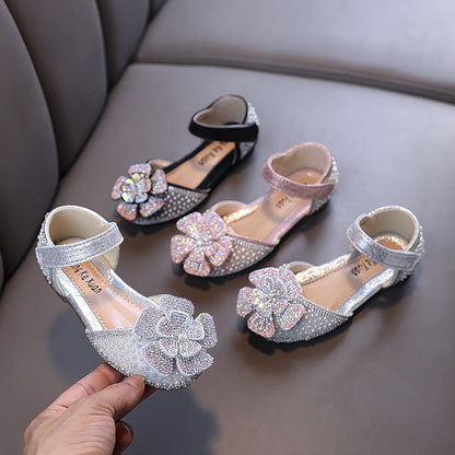 Girls New Princess Rhinestone Leather Shoes