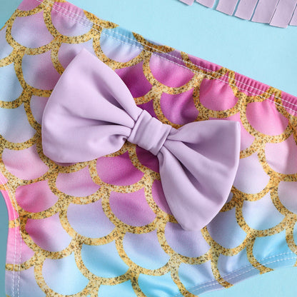 Summer Mermaid Swimsuit Children's Tassel Swimsuit Two-piece Set