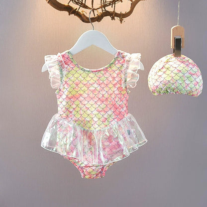 Girls' Summer Quick-Drying Mermaid Bodysuit Swimsuit