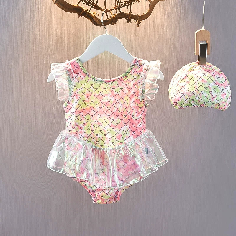 Girls' Summer Quick-Drying Mermaid Bodysuit Swimsuit
