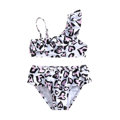 Children's Heart Print Swimsuit Girls Top Shorts Two-piece Set