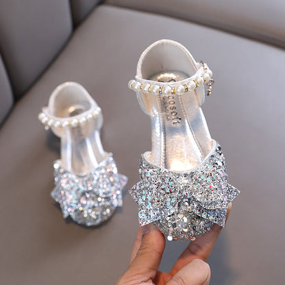 Cute Girls Bow Tie Beauty Pageant Sequins Princess Shoes