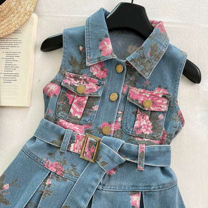 Girls Summer Floral Dress Girls Vacation Dress
