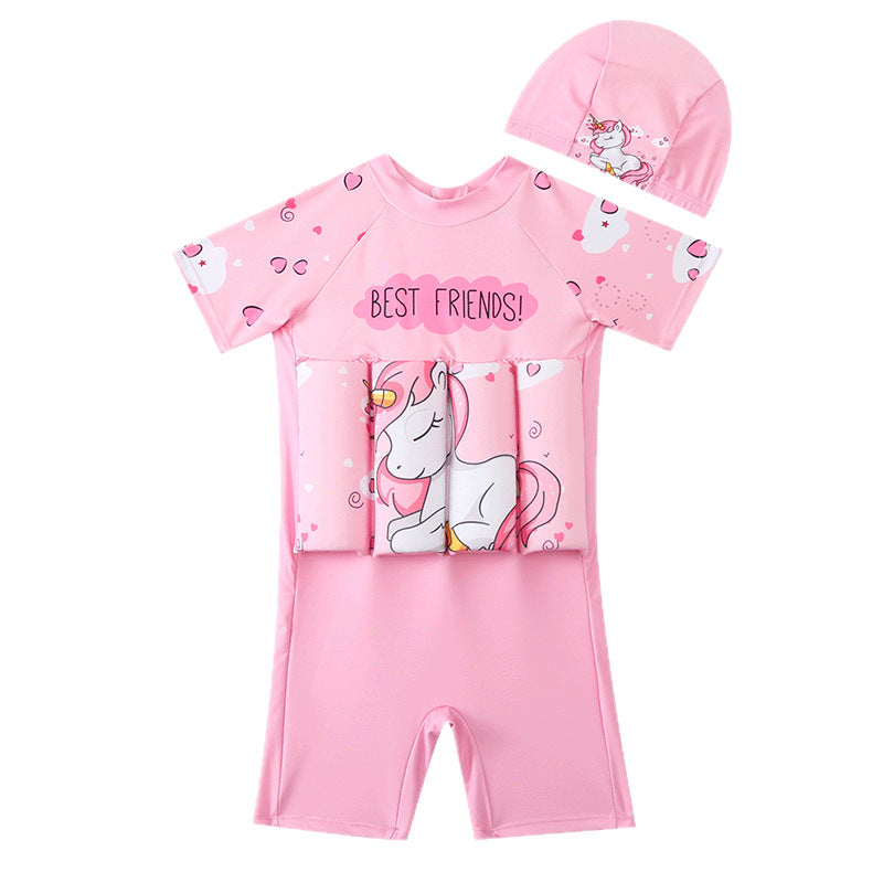 Children's Short-sleeved Buoyancy Onesie Swimsuit