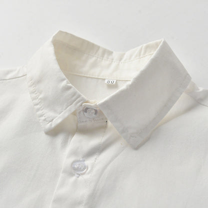 Baby Boys Short Sleeve Bow Shirt Bib Shorts Two Piece Suit