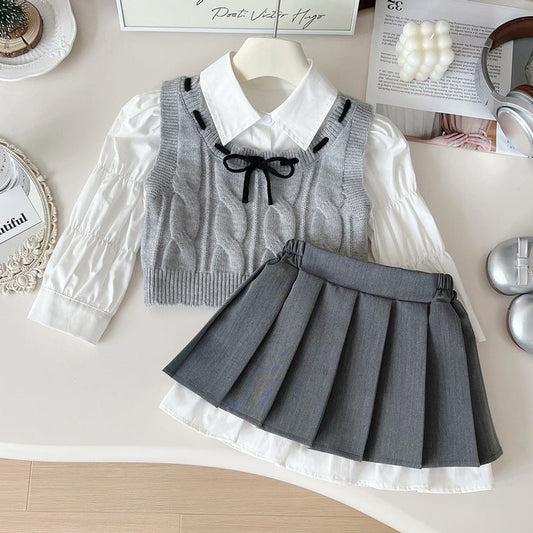 Girls School Daily Outfit Girls Elegant Outfit Three-piece Suit