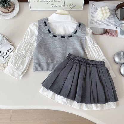 Girls School Daily Outfit Girls Elegant Outfit Three-piece Suit