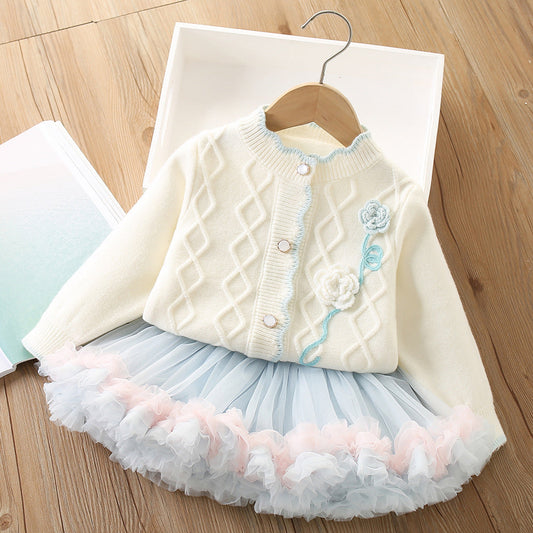 Girls Elegant School Outfit Girls Cute Birthday Outfit Two-piece Set
