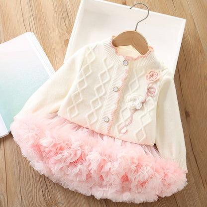 Girls Elegant School Outfit Girls Cute Birthday Outfit Two-piece Set