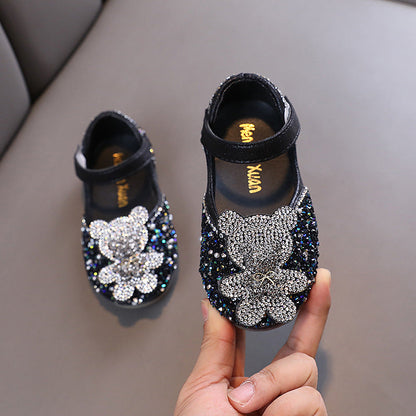 Baby Girls Sequins Bear Birthday Princess Dress Shoes