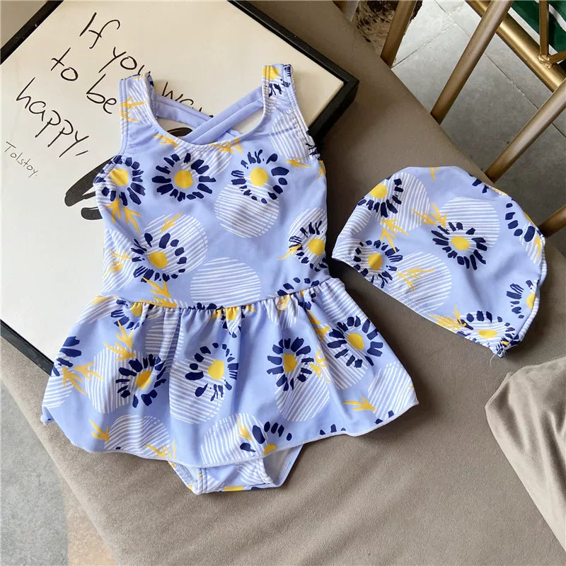 Girls Cute Princess Onesie Swimsuit
