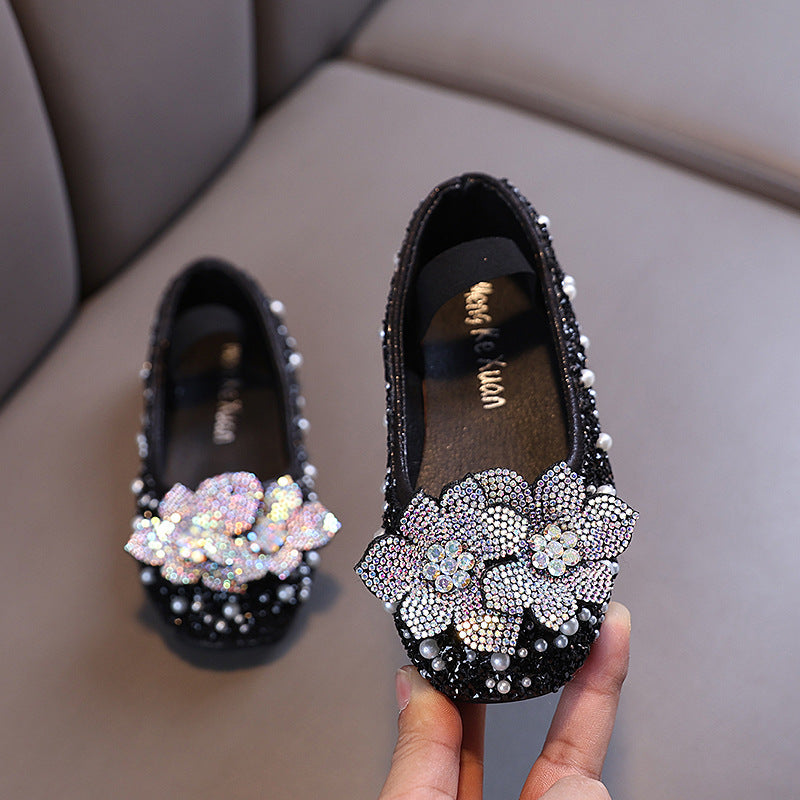 New Baby Princess Rhinestone Leather Shoes