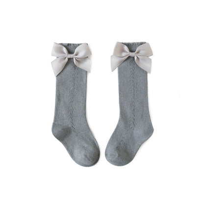 Girls Hollow Mesh Big Bow Socks