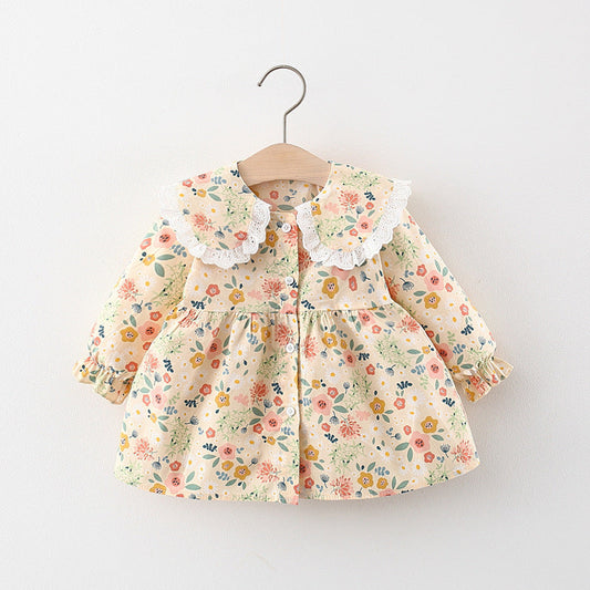 Baby Cute Floral Dress Girls Autumn School Dress