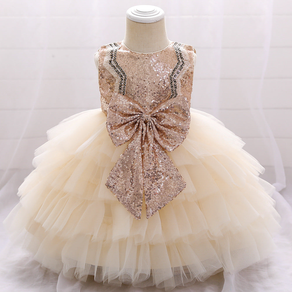 Baby Girl Birthday Party Dress Toddler Cute Bow Puffy Pageant Princess Dress