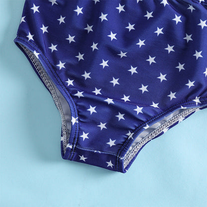 Girls' Summer Cute Bow Swimsuit Two-Piece Set