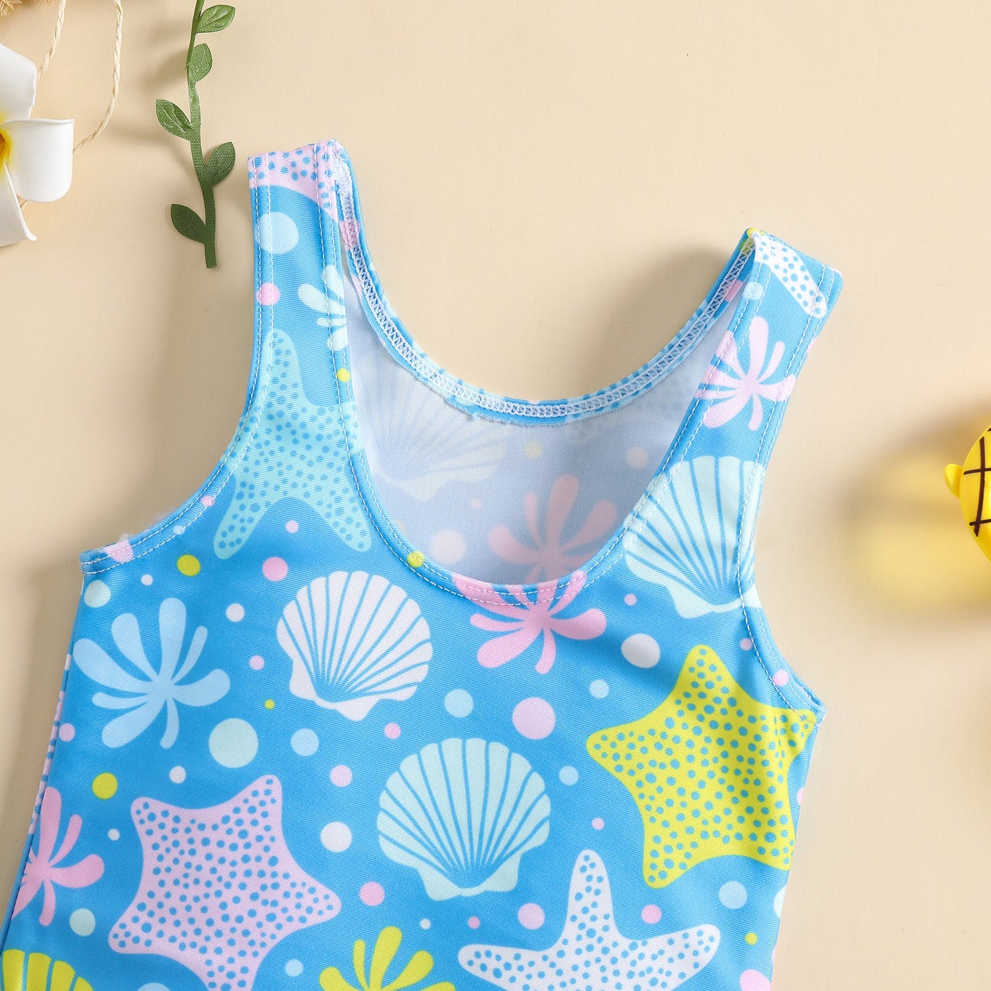 Girls' Swimsuit With Shell Print