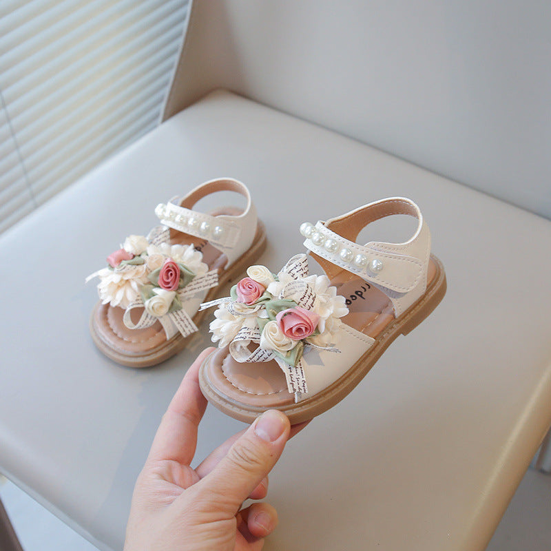 Girls' Flower Bow Soft-Soled Beach Shoes
