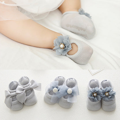 Baby  Thin Cotton Non-slip Princess Style Socks