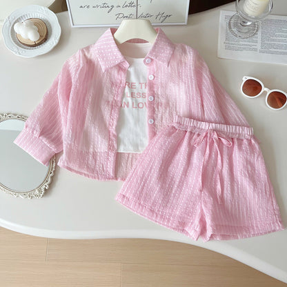 Girls School Daily Outfit Girls Summer Holiday Outfit Three-piece Set