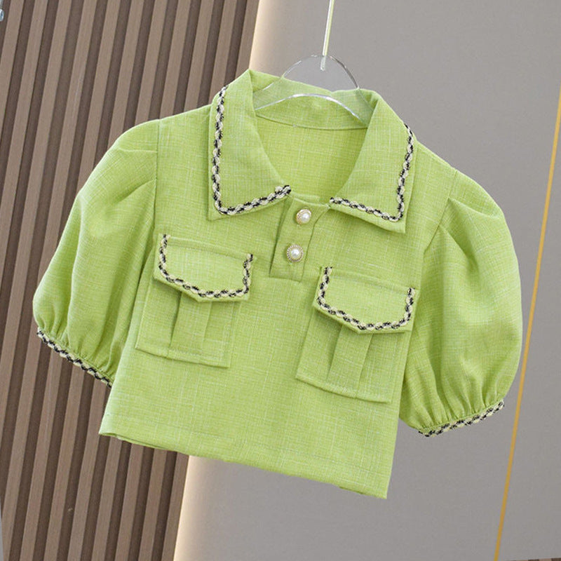 Girls Elegant School Outfit Girls Summer Holiday Outfit Two-Piece Suit
