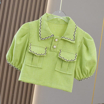 Girls Elegant School Outfit Girls Summer Holiday Outfit Two-Piece Suit