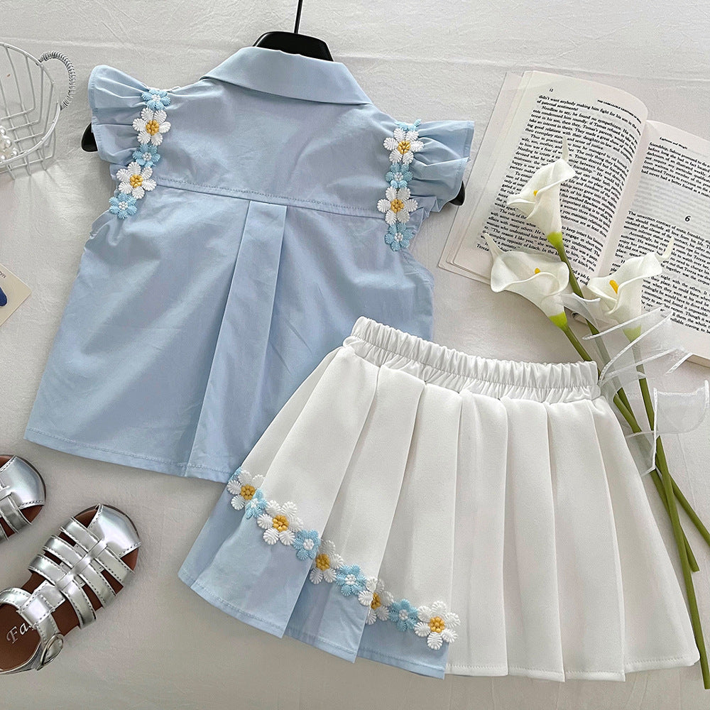 Girls Preppy Outfit Girls Summer Vacation Outfit Two-piece Set