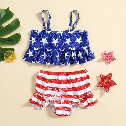 Girls' Star Print Swimsuit Two-Piece Set
