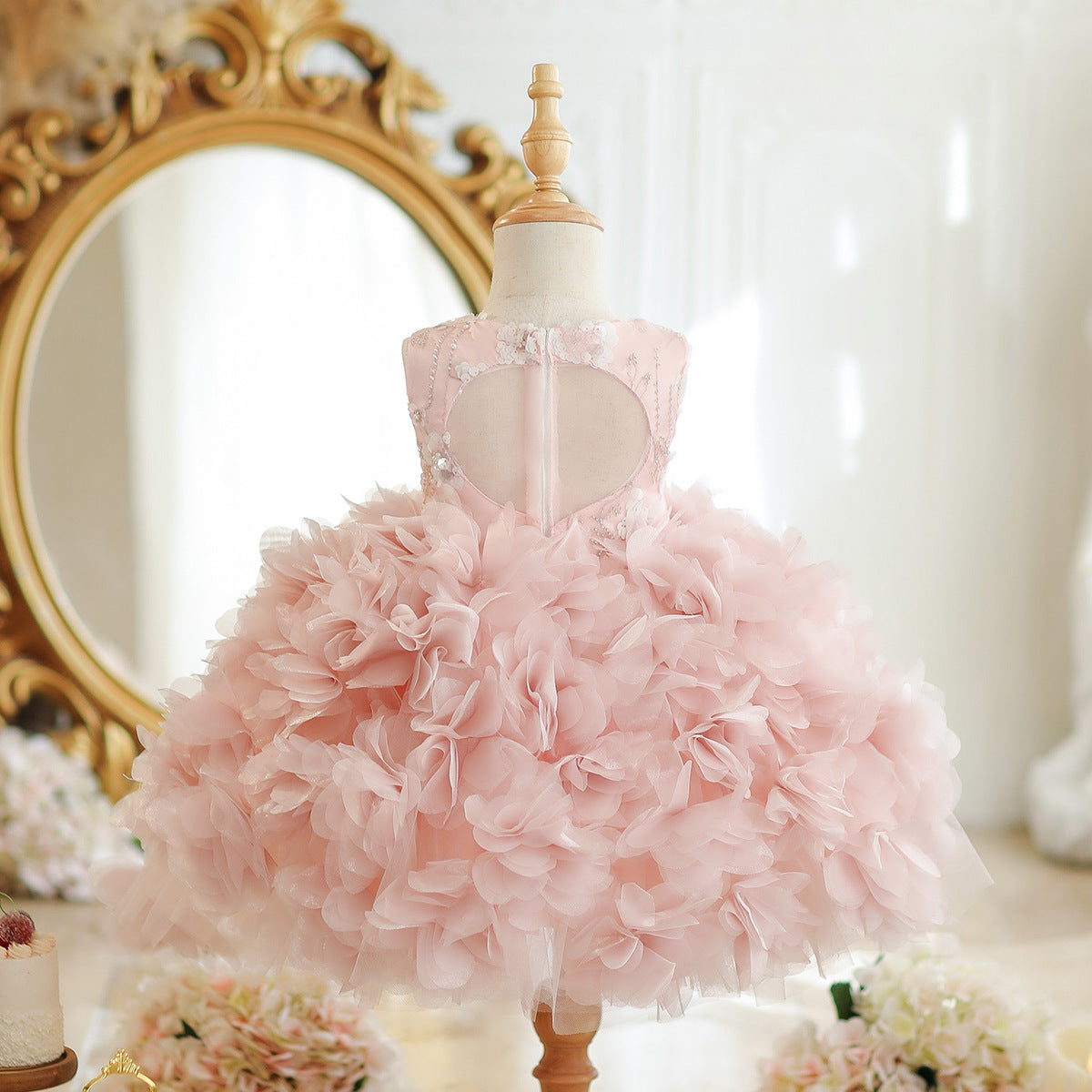 Girls Communion Puffy Dress Children's Birthday Pink Princess Dress