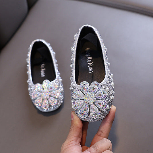 Girls New Princess Rhinestone Leather Shoes