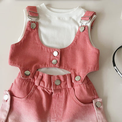 Girls Back to School Outfit Girls Summer Vacation Outfit Three-piece Suit