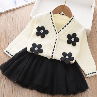 Girls Floral Vacation Outfit Girls Elegant School Outfit Two-piece set