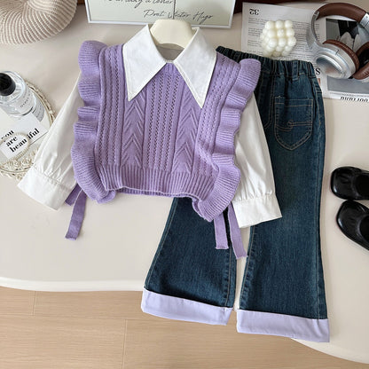 Girls Casual Outfit Girls Back to School Outfit Three-Piece Set