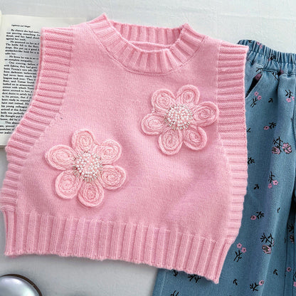 Girls Autumn Elegant Outfit Girls Fall School Outfit Three-Piece Set