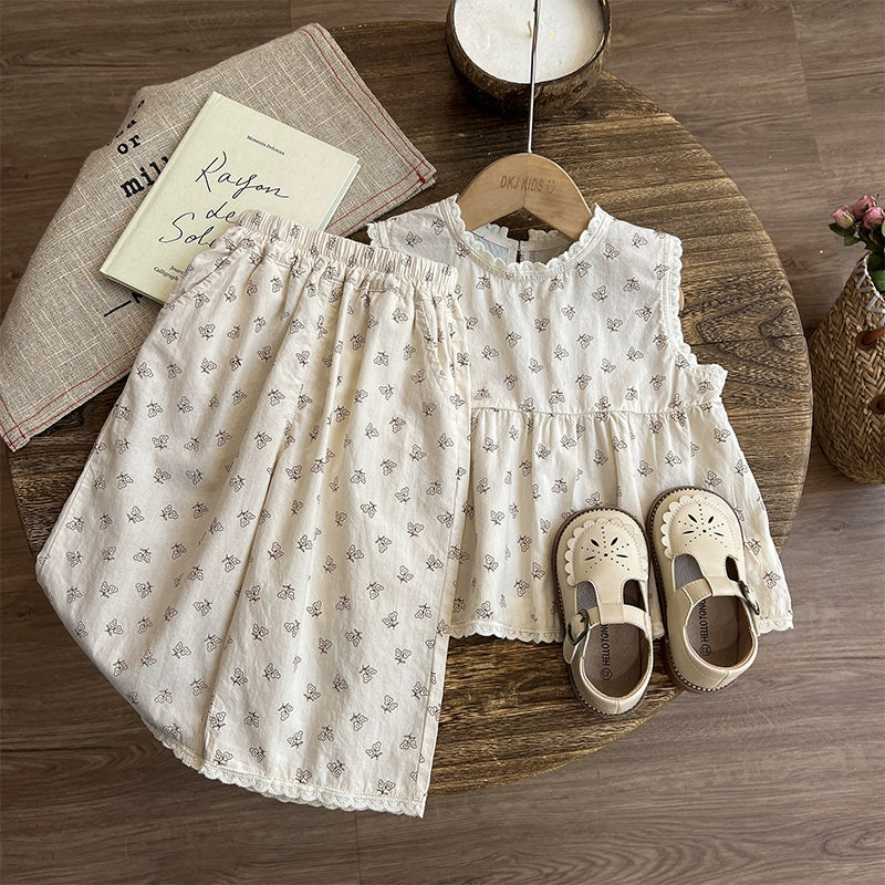 Girls Summer Vacation Outfit Girls Classic Outfit Two-piece Set