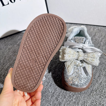 Autumn Girls' New Sports Silver Princess Shoes