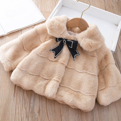 Girls Bow Winter Coat Girls Comfortable Outfit
