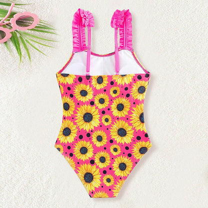 Girls New Summer Sunflower Onesie Swimsuit