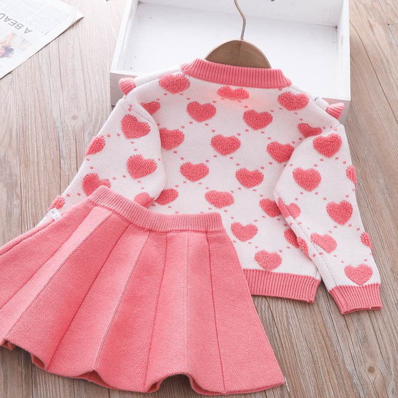 Girls Autumn Elegant School Outfit Girls Princess Outfit Two-piece Dress