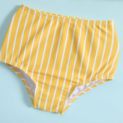 Girls Striped Print Swimsuit Two-Piece Set