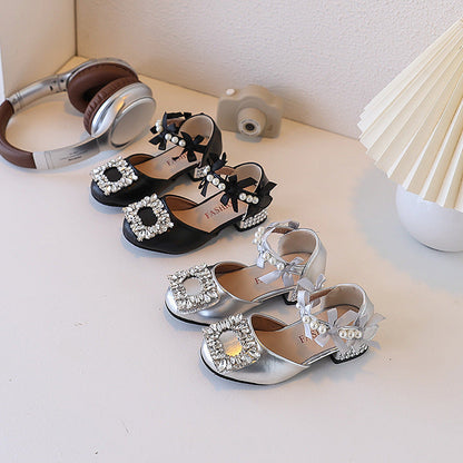 Girls New Summer Rhinestone Princess Leather Shoes