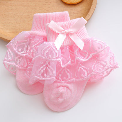 Girls' Double-layered Lace Princess Socks